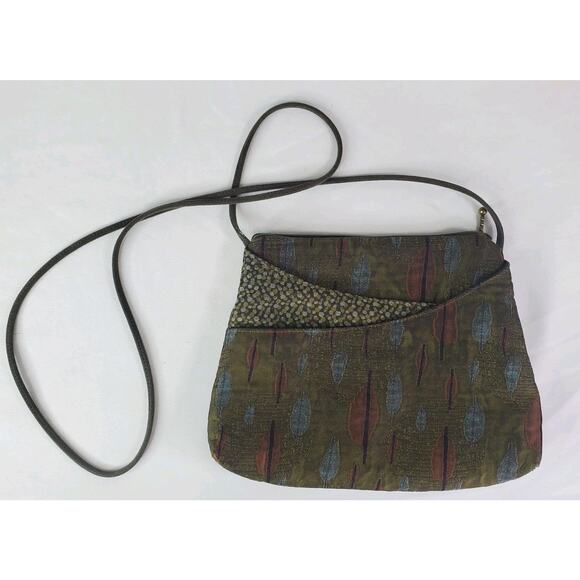 Maruca Crossbody Bag Purse Handmade in Boulder Colorado Dotted Leaf Boho Green - Picture 1 of 12